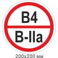 Пожарный знак табличка 200х200 мм, знак категории помещения - В4